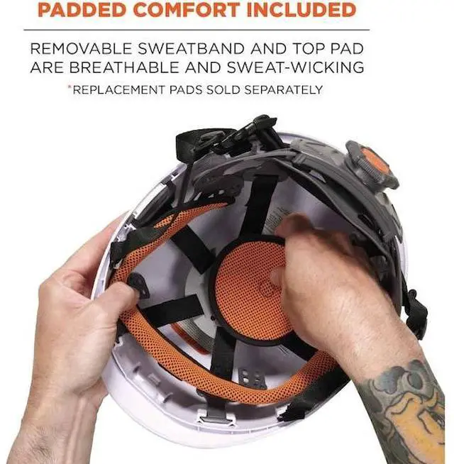 Alt view image 6 of 11 - Ergodyne 60204 Skullerz 8975 Class C Safety Helmet - 6-Point Ratchet Suspension - White