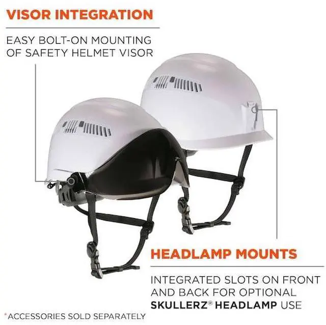 Alt view image 10 of 11 - Ergodyne 60204 Skullerz 8975 Class C Safety Helmet - 6-Point Ratchet Suspension - White