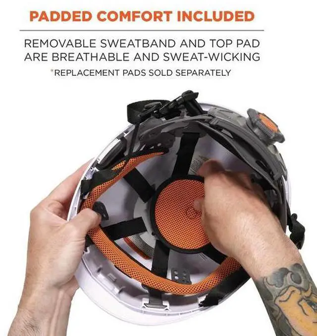 Alt view image 10 of 11 - Ergodyne 60200 Skullerz 8974 Class E Safety Helmet - 6-Point Ratchet Suspension - White