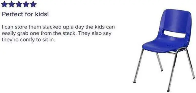 Alt view image 14 of 20 - HERCULES Series 440 lb. Capacity Kid's Navy Ergonomic Shell Stack Chair with Chrome Frame and 14" Seat Height