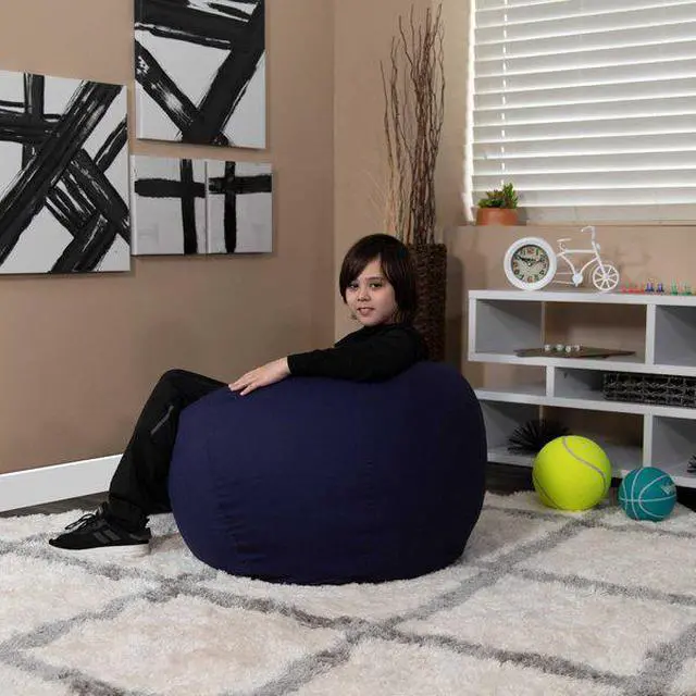 Alt view image 9 of 20 - Small Solid Navy Blue Kids Bean Bag Chair