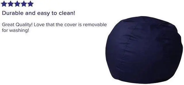 Alt view image 11 of 20 - Small Solid Navy Blue Kids Bean Bag Chair