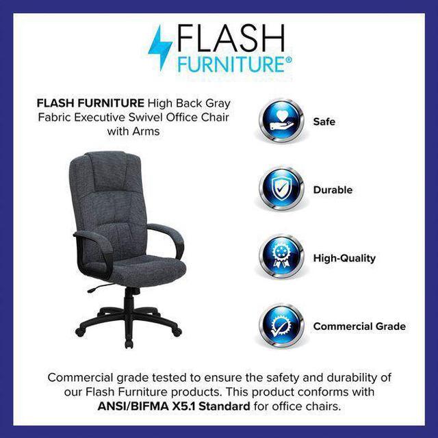 Alt view image 15 of 20 - Flash Furniture BT-9022-BK-GG High Back Gray Fabric Executive Office Chair