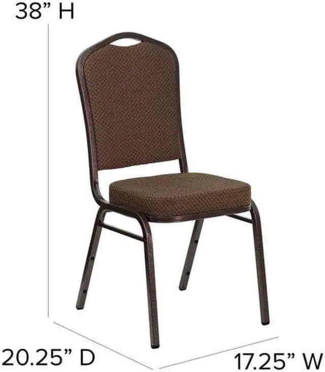 Alt view image 6 of 20 - HERCULES Series Crown Back Stacking Banquet Chair in Brown Patterned Fabric - Copper Vein Frame
