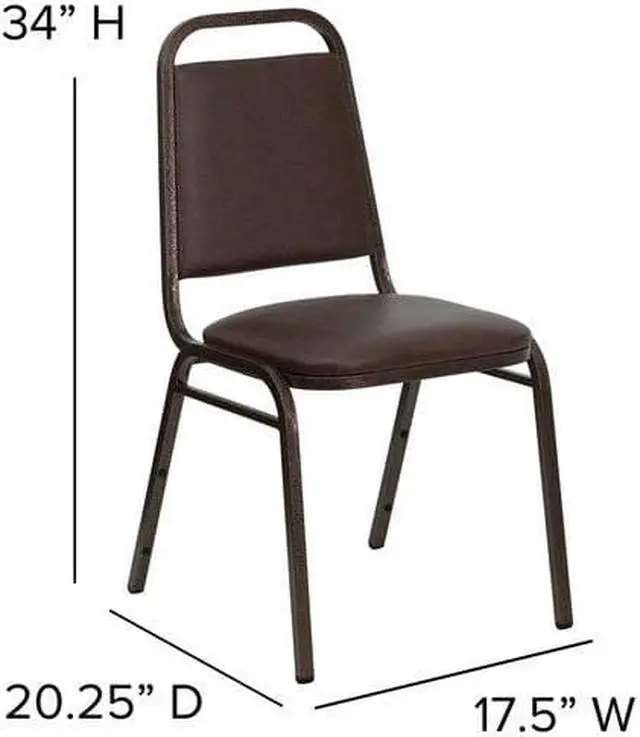 Alt view image 8 of 20 - HERCULES Series Trapezoidal Back Stacking Banquet Chair in Brown Vinyl - Copper Vein Frame