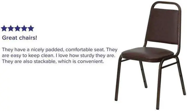 Alt view image 10 of 20 - HERCULES Series Trapezoidal Back Stacking Banquet Chair in Brown Vinyl - Copper Vein Frame
