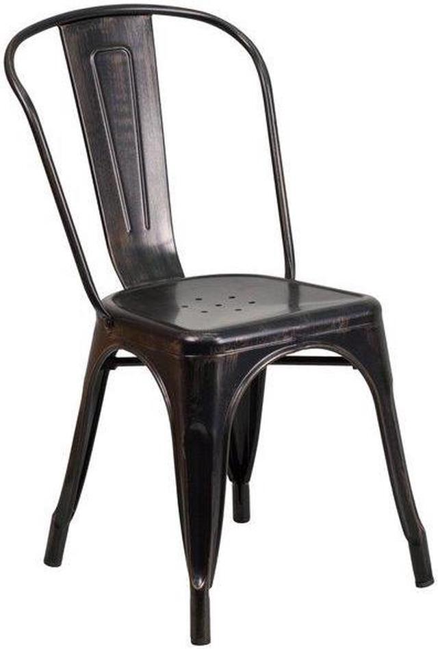 Alt view image 14 of 20 - Commercial Grade Black-Antique Gold Metal Indoor-Outdoor Stackable Chair
