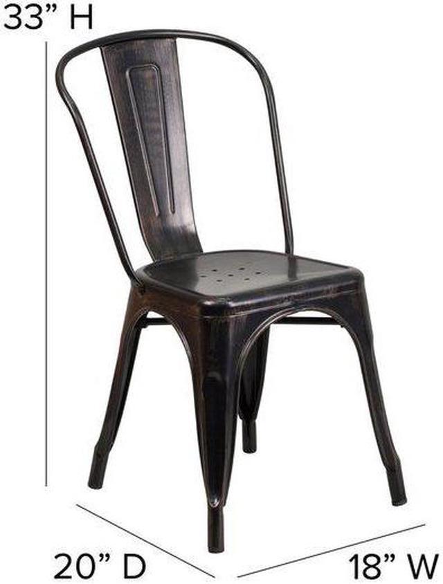 Alt view image 15 of 20 - Commercial Grade Black-Antique Gold Metal Indoor-Outdoor Stackable Chair