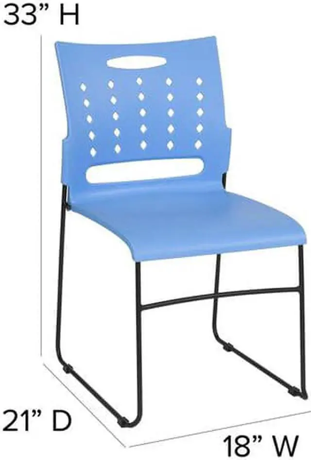 Alt view image 2 of 19 - HERCULES Series 881 lb. Capacity Blue Sled Base Stack Chair with Air-Vent Back