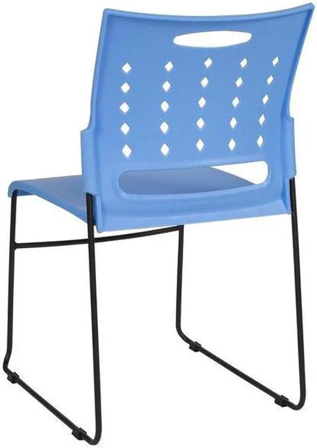 Alt view image 7 of 19 - HERCULES Series 881 lb. Capacity Blue Sled Base Stack Chair with Air-Vent Back