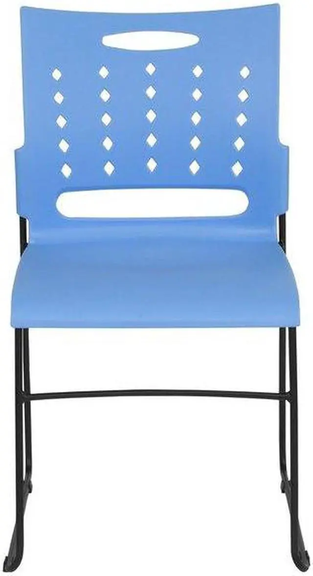 Alt view image 8 of 19 - HERCULES Series 881 lb. Capacity Blue Sled Base Stack Chair with Air-Vent Back