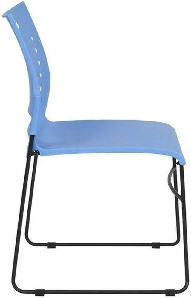 Alt view image 6 of 19 - HERCULES Series 881 lb. Capacity Blue Sled Base Stack Chair with Air-Vent Back