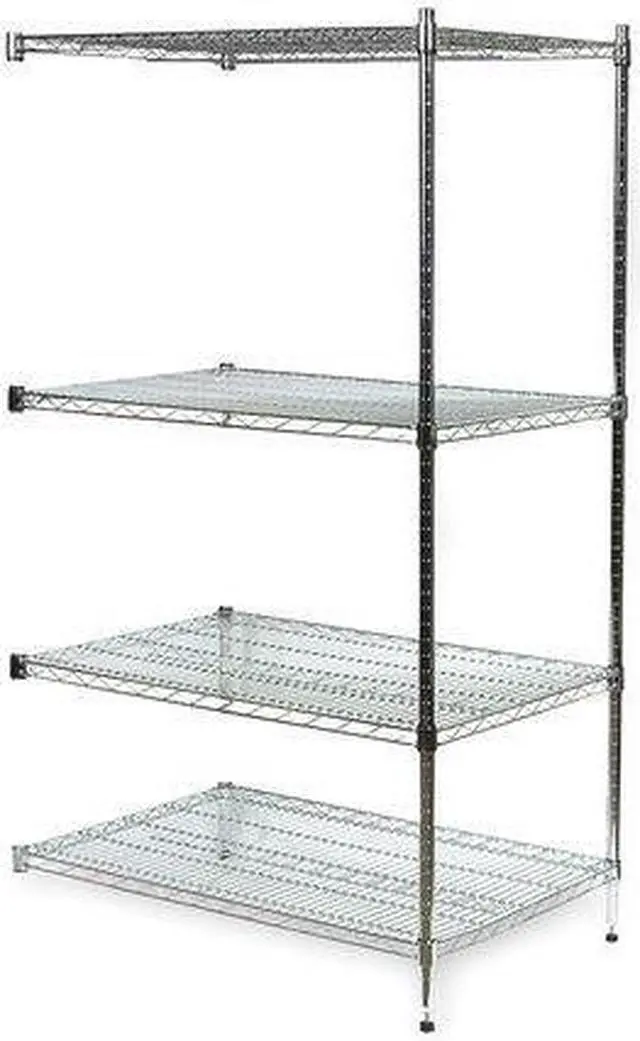 Main image of ZORO SELECT 2KPC5 Wire Shelving, 36"D x 60"W x 74"H, 4 Shelves, Chrome