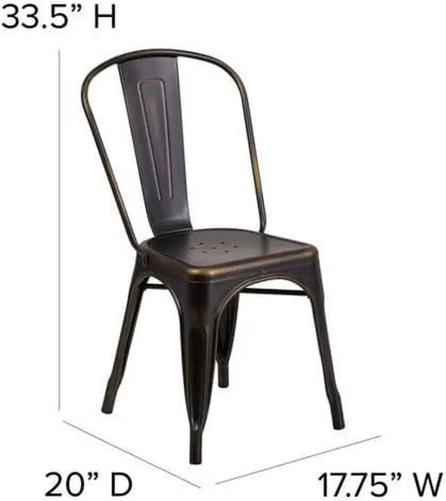 Alt view image 7 of 17 - 4 Pk. Distressed Copper Metal Indoor Stackable Chair