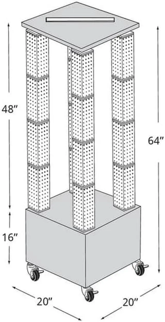 Alt view image 5 of 6 - AZAR DISPLAYS 700228-GRE Multi-Tower Pegboard Floor Revolving Display Panel
