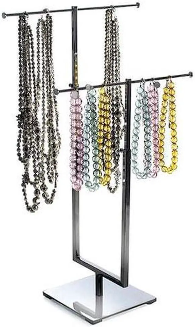Alt view image 2 of 3 - AZAR DISPLAYS 300652 Two-Tier Adjustable Chrome Necklace Counter Display