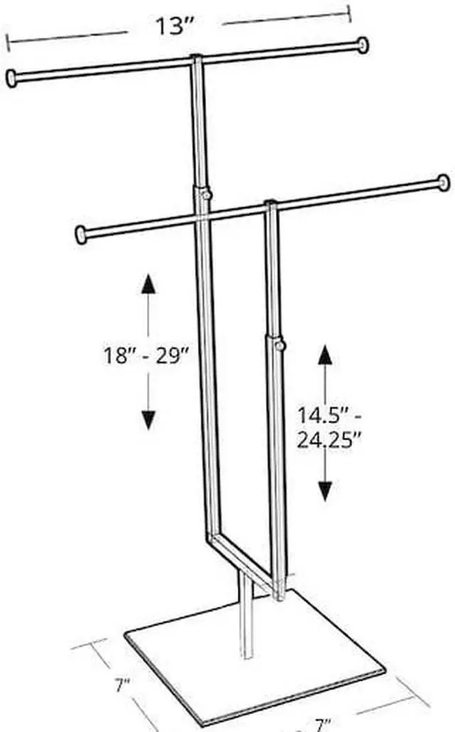 Alt view image 3 of 3 - AZAR DISPLAYS 300652 Two-Tier Adjustable Chrome Necklace Counter Display