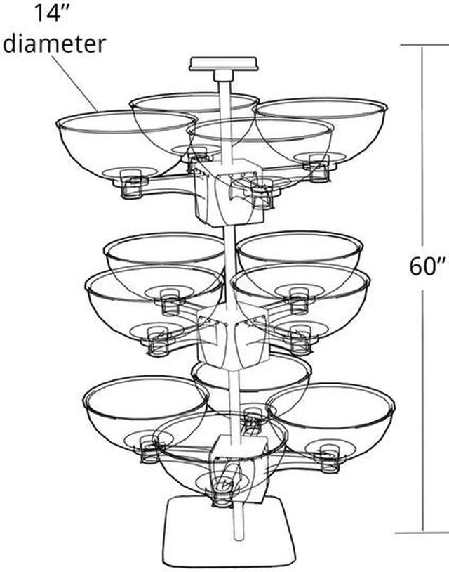Alt view image 2 of 5 - AZAR DISPLAYS 750344 Quad Arm Bowl Tower 14" Diameter Plastic Bowls (12 Bowls)