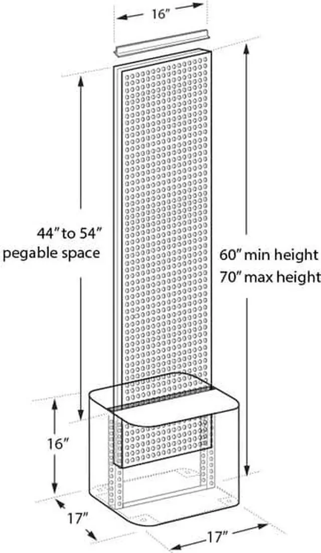 Alt view image 4 of 6 - AZAR DISPLAYS 700775-GRE Two-Sided Pegboard Floor Adjustable DisplayPanel Size: