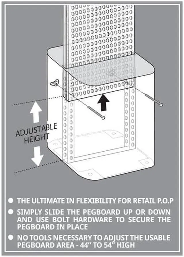 Alt view image 5 of 6 - AZAR DISPLAYS 700775-GRE Two-Sided Pegboard Floor Adjustable DisplayPanel Size: