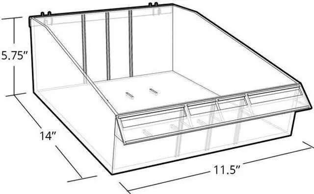 Alt view image 3 of 3 - AZAR DISPLAYS 556134 Divider Bin 11.5"W x 14"D x 5.75"H, PK4
