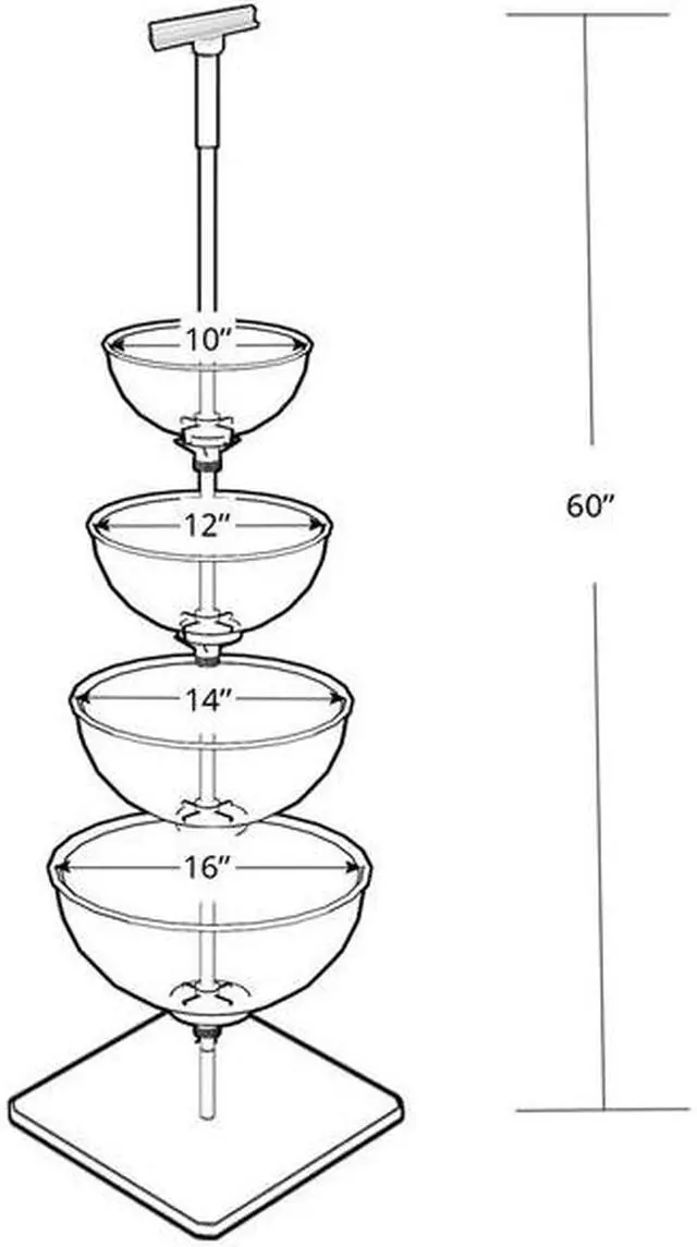 Alt view image 2 of 4 - AZAR DISPLAYS 750040 Four-Tier Cascading Bowl Floor Display