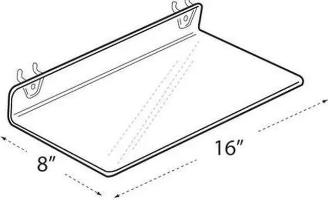 Alt view image 2 of 2 - AZAR DISPLAYS 556014 16"W x 8"D Clear Acrylic Shelf for Pegboard and Slatwall,