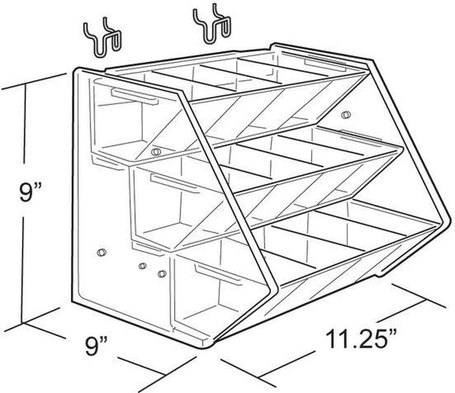Alt view image 3 of 3 - AZAR DISPLAYS 223012 12 Compartment 3 Tier Bin for Counter, Pegboard or Slatwall