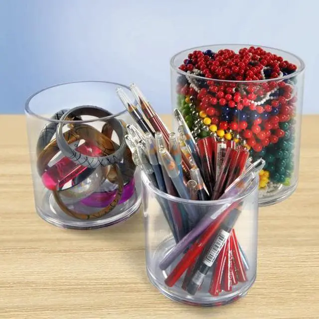 Alt view image 3 of 5 - AZAR DISPLAYS 556333-SET 4", 5", 6" Dia. Deluxe Clear Acrylic Cylinder Bin Set