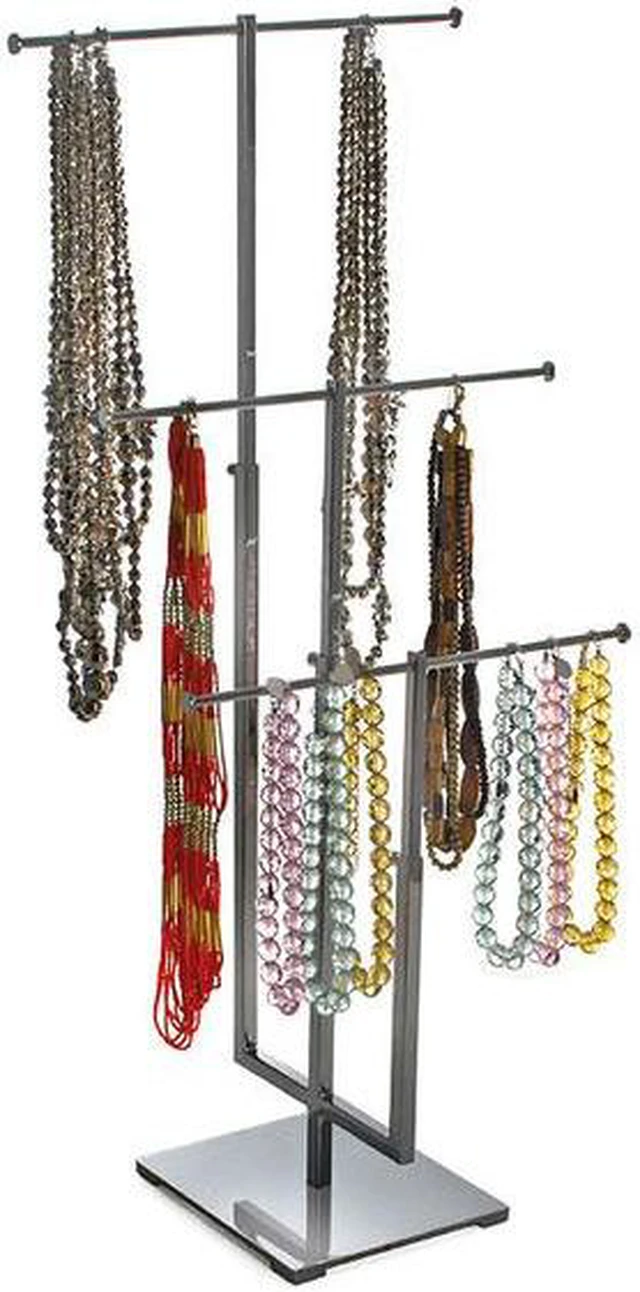 Alt view image 2 of 3 - AZAR DISPLAYS 300653 Three-Tier Adjustable Chrome Necklace Counter Display
