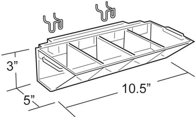 Alt view image 3 of 4 - AZAR DISPLAYS 223011 4-Compartment Molded Tray for Pegboard or Slatwall, PK2