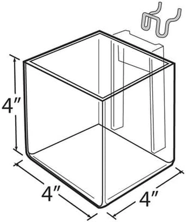 Alt view image 3 of 4 - AZAR DISPLAYS 256105 4" Cube Bin for Pegboard or Slatwall, PK4