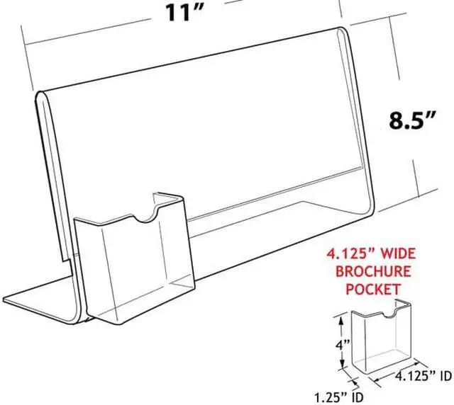 Alt view image 3 of 3 - Azar Displays Sign Holder with Attached Brochure Holder 8.5 x 11-inch 10/Pack 252043