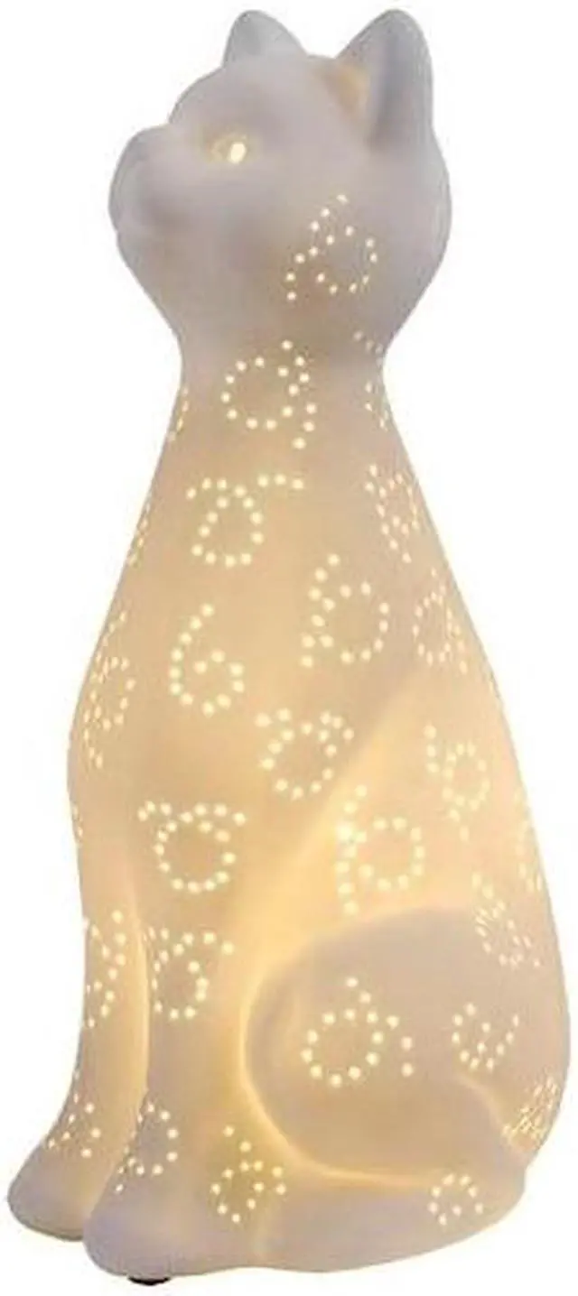Alt view image 11 of 11 - Simple Designs  Porcelain Kitty Cat Shaped Animal Light Table Lamp