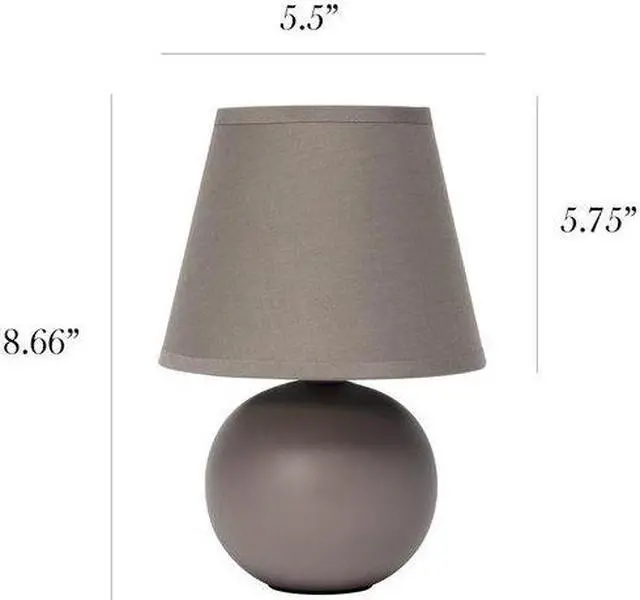 Alt view image 11 of 13 - Simple Designs Mini Ceramic Globe Table Lamp 2 Pack Set, Gray