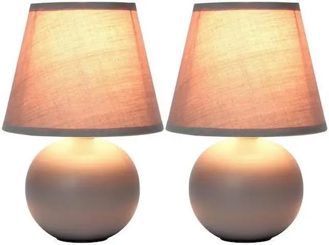 Alt view image 13 of 13 - Simple Designs Mini Ceramic Globe Table Lamp 2 Pack Set, Gray