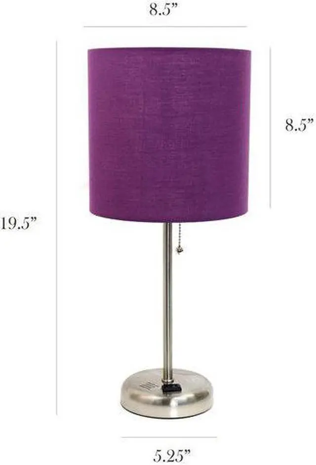 Alt view image 8 of 15 - LimeLights Stick Lamp with Charging Outlet and Fabric Shade