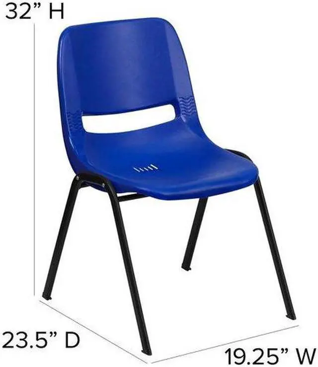 Alt view image 11 of 20 - HERCULES Series 880 lb. Capacity Blue Ergonomic Shell Stack Chair with Black Frame