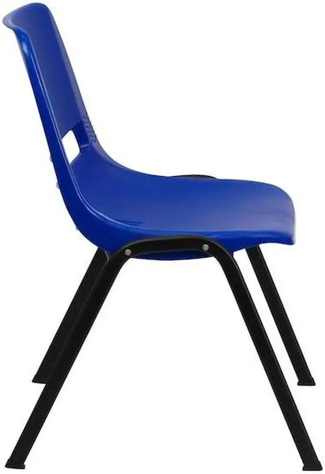 Alt view image 15 of 20 - HERCULES Series 880 lb. Capacity Blue Ergonomic Shell Stack Chair with Black Frame