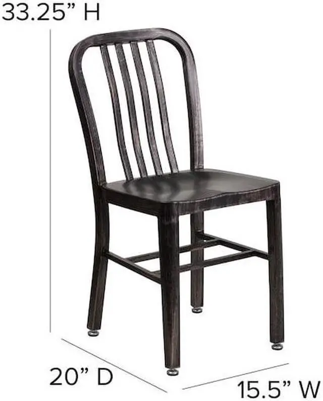 Alt view image 8 of 20 - Flash Furniture Black-Antique Gold Metal Indoor-Outdoor Chair (CH-61200-18-BQ-GG) CH6120018BQ