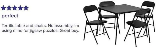 Alt view image 6 of 9 - 5 Piece Black Folding Card Table and Chair Set