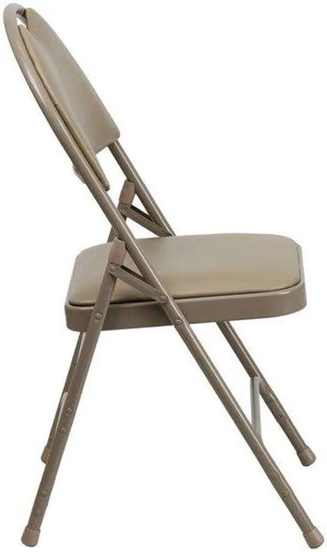 Alt view image 15 of 17 - 4 Pk. HERCULES Series Ultra-Premium Triple Braced Beige Vinyl Metal Folding Chair with Easy-Carry Handle