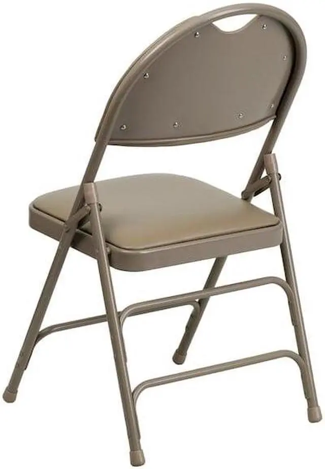 Alt view image 16 of 17 - 4 Pk. HERCULES Series Ultra-Premium Triple Braced Beige Vinyl Metal Folding Chair with Easy-Carry Handle