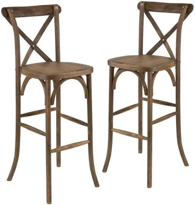 Alt view image 2 of 14 - FLASH FURNITURE 2-XA-X-BAR-GO-GG HERCULES Series Dark Antique Wood Cross Back