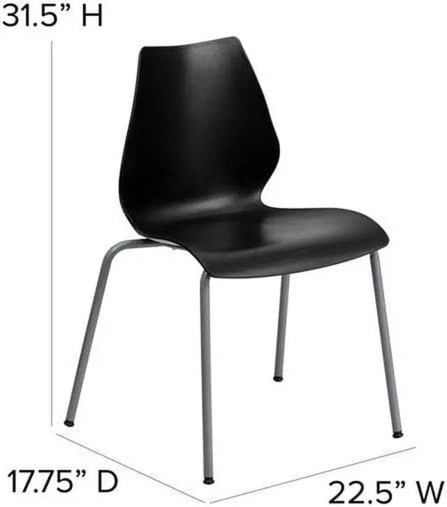 Alt view image 9 of 14 - Flash Furniture 5 Pk. HERCULES Series 770 lb. Capacity Black Stack Chair with Lumbar Support and Silver Frame