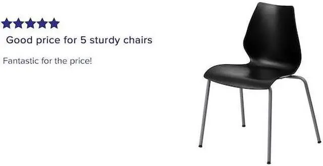 Alt view image 12 of 14 - Flash Furniture 5 Pk. HERCULES Series 770 lb. Capacity Black Stack Chair with Lumbar Support and Silver Frame