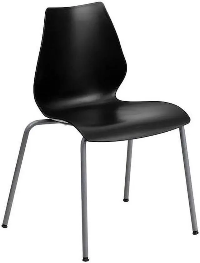 Alt view image 14 of 14 - Flash Furniture 5 Pk. HERCULES Series 770 lb. Capacity Black Stack Chair with Lumbar Support and Silver Frame