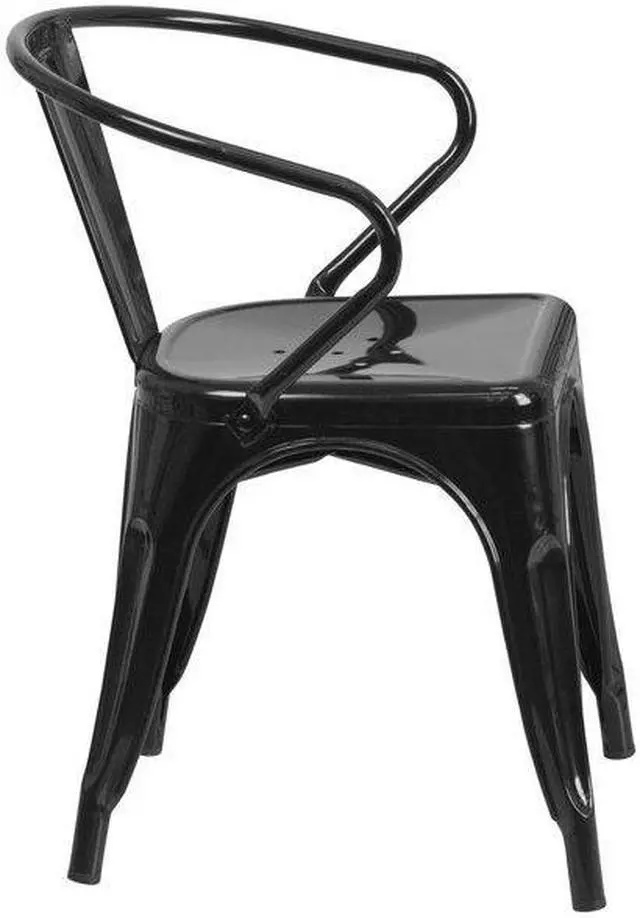 Alt view image 14 of 15 - FLASH FURNITURE 4-CH-31270-BK-GG Black Metal Indoor-Outdoor Chair with Arms