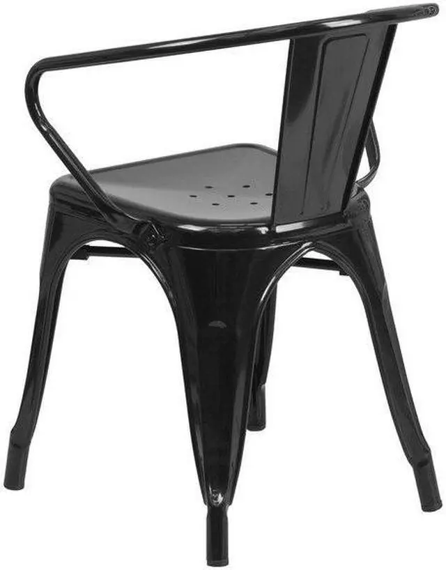 Alt view image 15 of 15 - FLASH FURNITURE 4-CH-31270-BK-GG Black Metal Indoor-Outdoor Chair with Arms