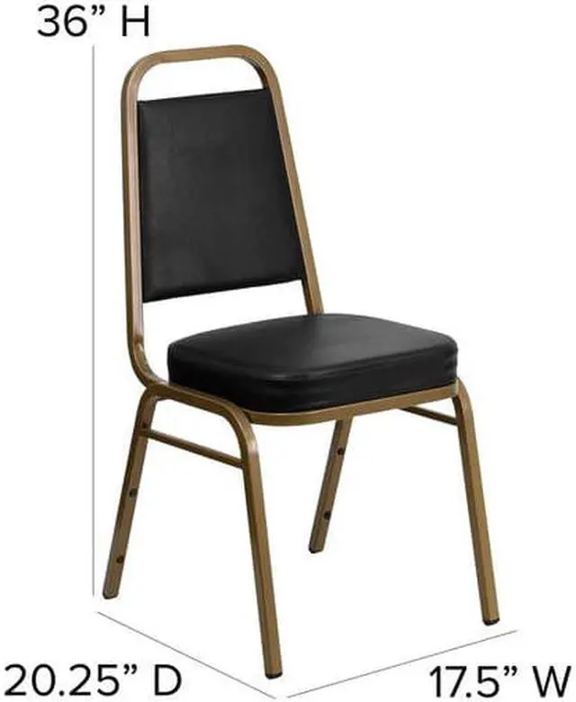 Alt view image 8 of 20 - HERCULES Series Trapezoidal Back Stacking Banquet Chair in Black Vinyl - Gold Frame